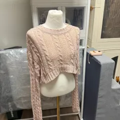 クロップド ケーブル ニット ピンク