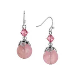 1928 レディース アクセサリー ピアス・イヤリング 1928 Silver Tone Pink Lantern Round Bead Wirearrings Pink ピンク
