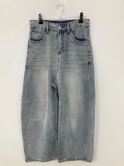 yolo ヨロ デニムパンツ ブルー 無地 フルレングス ワイド・ルーズ ストレート ハイウエスト ヴィンテージ