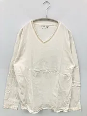 GLOBAL WORK グローバルワーク Tシャツ/カットソー M ホワイト 無地 ミドル丈 長袖 Vネック