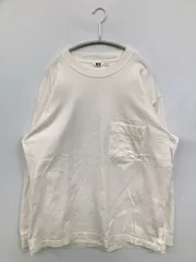 UNIQLO ユニクロ Tシャツ/カットソー XL ホワイト バックプリント ミドル丈 長袖 クルーネック(丸首)