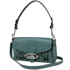 コーチ COACH ロゴ ハンドバッグ 2WAY ショルダーバッグ ホースアンドキャリッジ ハンドバッグ レザー グリーン 91034 レディース 【中古】