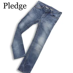 【00s★Y2K】Pledge プレッジ 通年★ ストレッチ USED加工 スリム スキニー デニム パンツ ジーンズ Sz.50 メンズ 日本製のサムネイル
