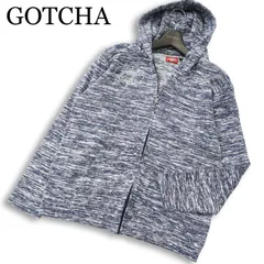 GOTCHA ガッチャ 通年 ロゴ刺繍★ メランジ ニット ジップ フーディー パーカー Sz.L メンズ 紺 ネイビー サーフ