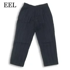 EEL イール 春夏 Shonen Pants 少年パンツ★ 麻 リネン混 ストライプ テーパード スラックス パンツ Sz.S メンズ ネイビーのサムネイル