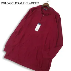 【未使用】 POLO GOLF RALPH LAUREN ポロ ラルフローレン ゴルフ 通年 ロゴ刺繍 長袖 ヘリンボーン ポロシャツ Sz.L メンズ