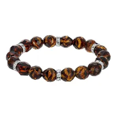 1928 レディース アクセサリー ブレスレット・バングル・アンクレット 1928 Silver Tone Crystal Bead Stretch Bracelet Brown ブラウン