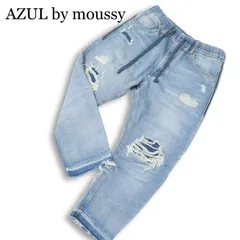 AZUL by moussy アズール マウジー ストレッチ スウェット ドビー ダメージ アンクル デニム パンツ ジーンズ Sz.XS メンズ