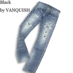 Black by VANQUISH ヴァンキッシュ ダメージ&リペア加工 ストレッチ スキニー デニム パンツ ジーンズ 日本製 Sz.30 メンズのサムネイル