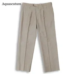 Aquascutum アクアスキュータム 通年 タック★ 織柄 スラックス パンツ 日本製 Sz.91 メンズ 大きいサイズ