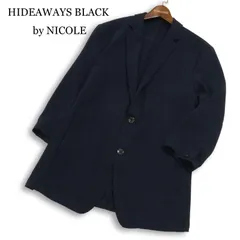HIDEAWAYS BLACK by NICOLE ハイダウェイ ニコル 春夏★ 7分袖 アンコン スリム テーラード ジャケット Sz.48 メンズ 紺