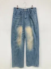 yolo ヨロ デニムパンツ ブルー 無地 ワイド・ルーズ ストレート ヴィンテージ フルレングス