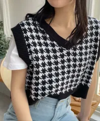 ベスト ブラック その他総柄