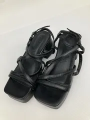 VIVAN サンダル S ブラック 合成皮革/人工皮革 無地 太ヒール 厚底 3.1～5cm ストラップあり