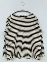 Rag Out ラグアウト Tシャツ/カットソー M アイボリー ボーダー柄 ミドル丈 長袖 ボートネック