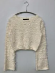 Heather ヘザー ニット/セーター F アイボリー ナイロン ニット 無地 ショート丈 長袖 クルーネック(丸首)