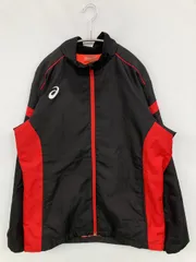 asics アシックス ナイロンジャケット L ブラック 無地 ブランドロゴ ライン柄 フードなし