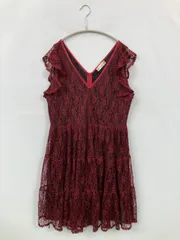 altar'd state ワンピース M レッド レース フリル 袖なし ショート・ミニ丈 ティアード