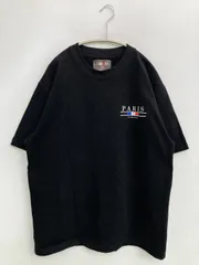 UABONI Tシャツ/カットソー 46 ブラック 前面プリント バックプリント ミドル丈 半袖 クルーネック(丸首)