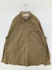 Columbia コロンビア シャツ/ブラウス XL ベージュ コットン チェック柄 ワンポイント ブランドロゴ 長袖 レギュラーカラー