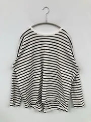 UNIQLO ユニクロ Tシャツ/カットソー L ブラック ボーダー柄 ミドル丈 長袖 ボートネック