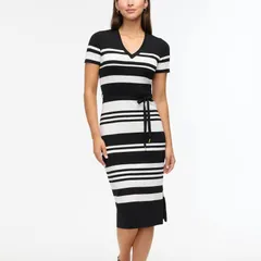 エレントレイシー レディース トップス ワンピース Vネック Womens Ellen Tracy Striped Short Sleeve VNeck Dress Marshmallow Stripe ストライプ