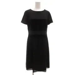 ハナエモリ HANAE MORI ALMA EN ROSE 美品 ワンピース ひざ丈 ウール 38 チャコールグレー ラウンドネック 半袖 ウエスト切り替え /NL ■ECF003