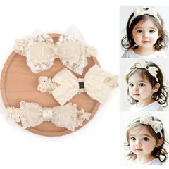 ベビー ヘアバンド 女の子 赤ちゃん ヘアアクセサリー キッズ カチューシャ レース 子供 3点セット 髪飾り 髪留め かわいい 出産祝い 誕生日 プレゼント
