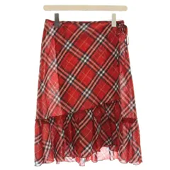 バーバリーブルーレーベル BURBERRY BLUE LABEL ラップスカート ひざ丈 チェック柄 スカート 36 赤 レッド /☆G