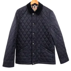 美品 バーバリー キルティングバーンジャケット コーデュロイカラー 3703851 Sサイズ シルバー金具ポリエステル コットン ネイビー 紺  ブルゾン 1177 BURBERRY メンズ