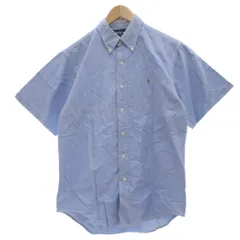 ラルフローレン RALPH LAUREN ボタンダウンシャツ BD M 半袖 ロゴ 刺繍 青 ブルー /AE ■GY61