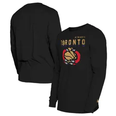 ニューエラ メンズ トップス Tシャツ Mens New Era Black Toronto Raptors 202425 City Edition Long Sleeve TShirt Rpt Bl