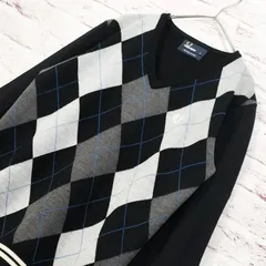 【美品】FRED PERRY アーガイル柄 薄手 Vネック ニット セーター