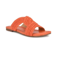 ナインウェスト レディース シューズ サンダル Nine West Quara Square Toe Flat SlipOn Womens Casual Sandals Orange オレンジ
