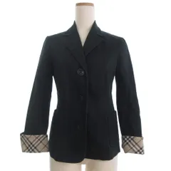 バーバリーブルーレーベル BURBERRY BLUE LABEL テーラードジャケット 3B 長袖 袖裏地チェック柄 38 黒 ブラック ■GY14