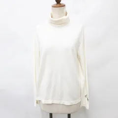 マンシングウェア MUNSINGWEAR ゴルフ スポーツウエア シャツ 長袖 タートルネック 刺繍 起毛 アイボリー ホワイト 白  L