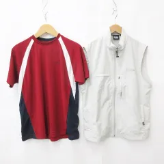 ファーストダウン FIRST DOWN ダンロップ Tシャツ ベスト 2枚セット 半袖 ジップアップ 裏メッシュ レッド ブラック ホワイト ベージュ グレー 赤 黒 白 L