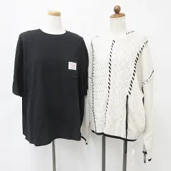 クラシカルエルフ Classical Elf アドレセンス ADOLESCENCE ニット Tシャツ 2枚セット 長袖 半袖 丸首 リボン アイボリー 黒 ブラック M F