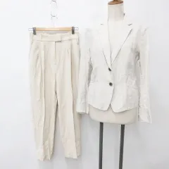 コムサイズム COMME CA ISM HM エイチアンドエム ジャケット パンツ 2点セット テーラード ロング スラックス 生成り ベージュ L EUR36