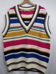 オーバーサイズ M ) ZARA ザラ マルチカラー Vネック ニット ベスト