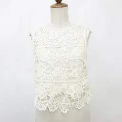 ザラ ベーシック ZARA BASIC ブラウス ノースリーブ レース クリーム S 