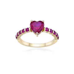 Gemminded レディース アクセサリー リング Gemminded 18k Gold Over Silver LabCreated Ruby Heart Ringold Tone ゴールド