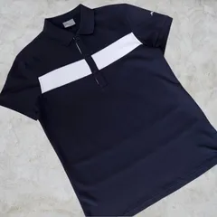 美品 J.LINDEBERG GOLF ポロシャツ モノトーン ブラック 刺繍ロゴ メンズ