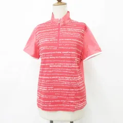 マンシングウェア MUNSINGWEAR ポロシャツ ゴルフ スポーツウェア 半袖 ハーフジップ ハイネック 赤 レッド L