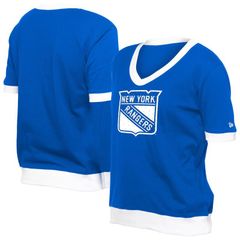 뉴엘라 여성 탑스 티셔츠 Womens New Era Blue New York Rangers Game Day Rhinestuds TShirt Ran Blue 블루