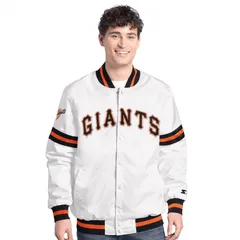 スターター メンズ アウター ジャケット・ブルゾン MensStarter White San Francisco Giants Cooperstown Scout FullSnap Varsityのサムネイル