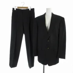 ヘンリープール マーキス HENRY POOLE MARQUIS スーツ フォーマル セットアップ 上下 2点セット テーラードジャケット テーパードパンツ ストライプ 背抜き サイドベンツ シングル 2B S 黒 ブラック /RO