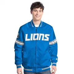 スターター メンズ アウター ジャケット・ブルゾン MensStarter Blue Detroit Lionscout FullSnap Varsity Jacket Lns Blue ブルーのサムネイル