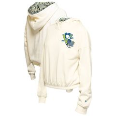 뉴엘라 여성 탑스 티셔츠 플라워 무늬 자르는 꽃 파커 Womens New Era Cream Pittsburgh Penguins Glam Game QuarterZip Cropped Floral Hoodie Pu