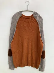 ニット/セーター XXL ブラウン ニット 無地 ミドル丈 長袖 クルーネック(丸首)